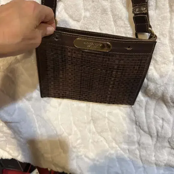 Michael Kors Dark Brown Woven Leather Shoulder Bag - Picture 10 of 11